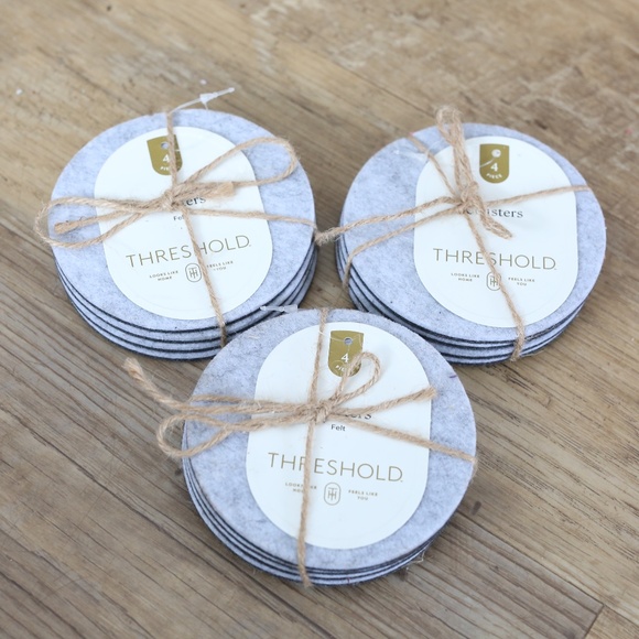 Lot of 3 Sets of Threshold Gray Felt Coasters Set - Picture 1 of 6